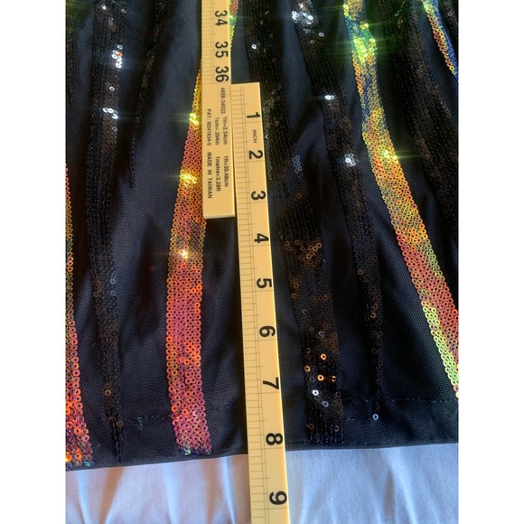 FAERIESTY Women's Black Sequin Long Sleeve Midi Dress 2XL Iridescent Palm Leaf - Picture 5 of 7